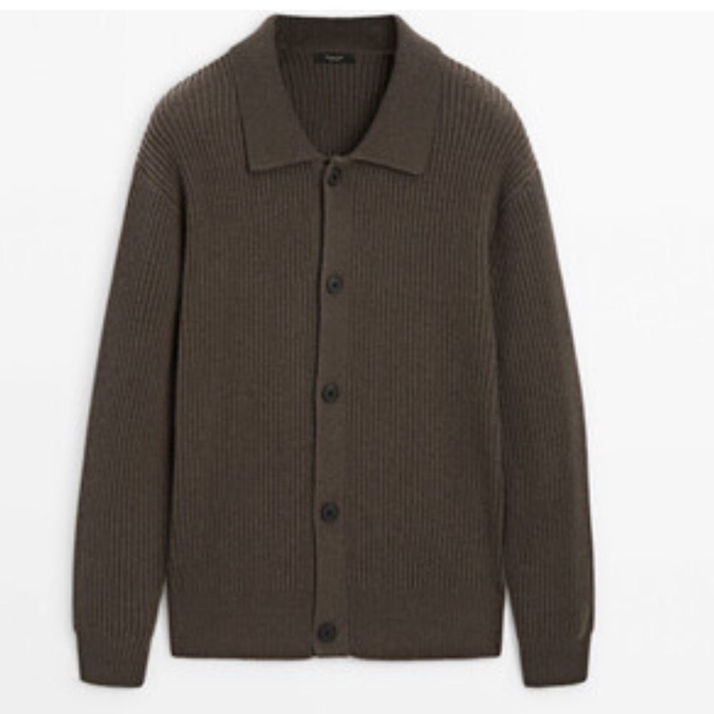 Men's Massimo Dutti Wool Blend Collared Cardigan Sz XL